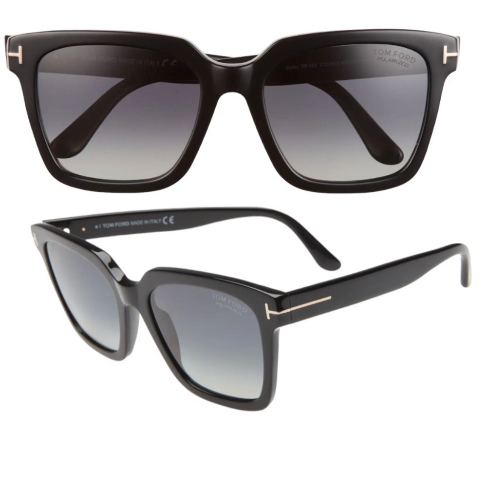 Tom Ford Polarized Amarra 55mm Square Black With Gray Lens Sunglasses Tom Ford